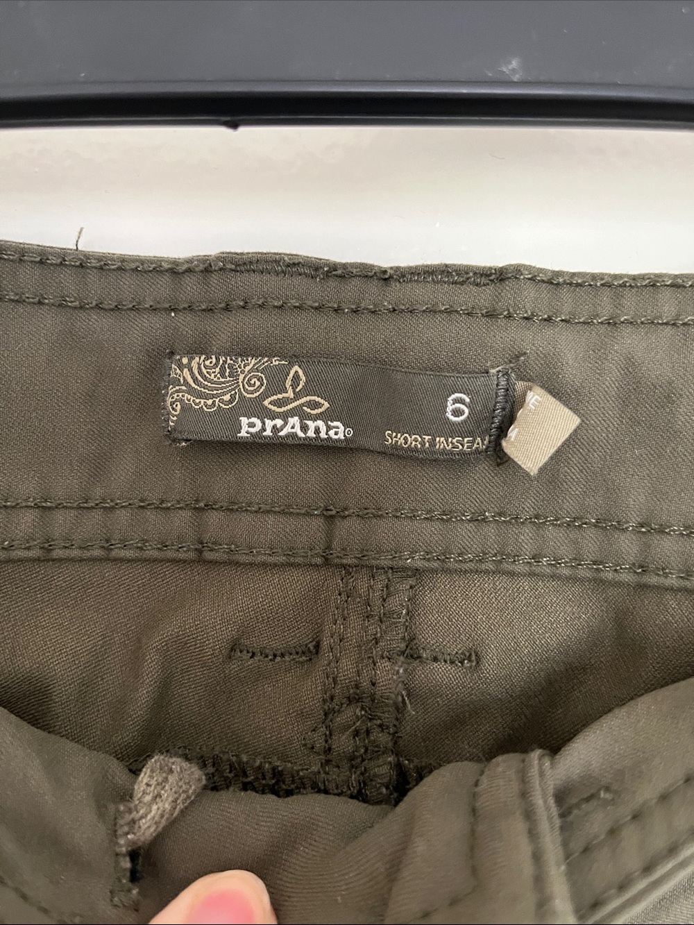 Women’s prana Olive Green hiking Utility Pants short inseam adjustable waist - Picture 2 of 6